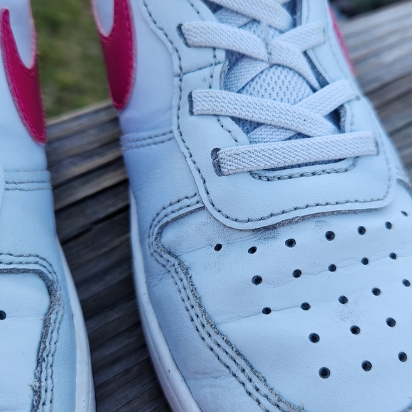 Nike Court Borough Low Recraft Girls Size 2.5 Y White Pink Leather Sneakers - Picture 10 of 14